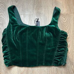 🆕 HOUSE OF HARLOW 1960 | Green Velvet Cropped Top Size Medium NWT